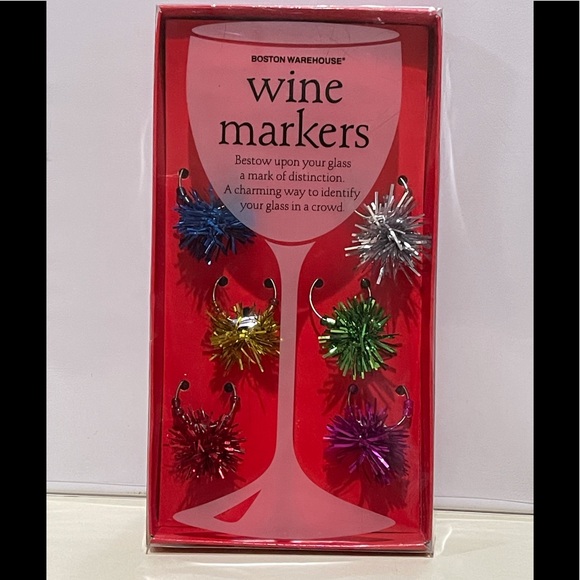 Wine Rack Metal Holds 6 Bottles and 6 Markers for Wine Glasses - Picture 3 of 7